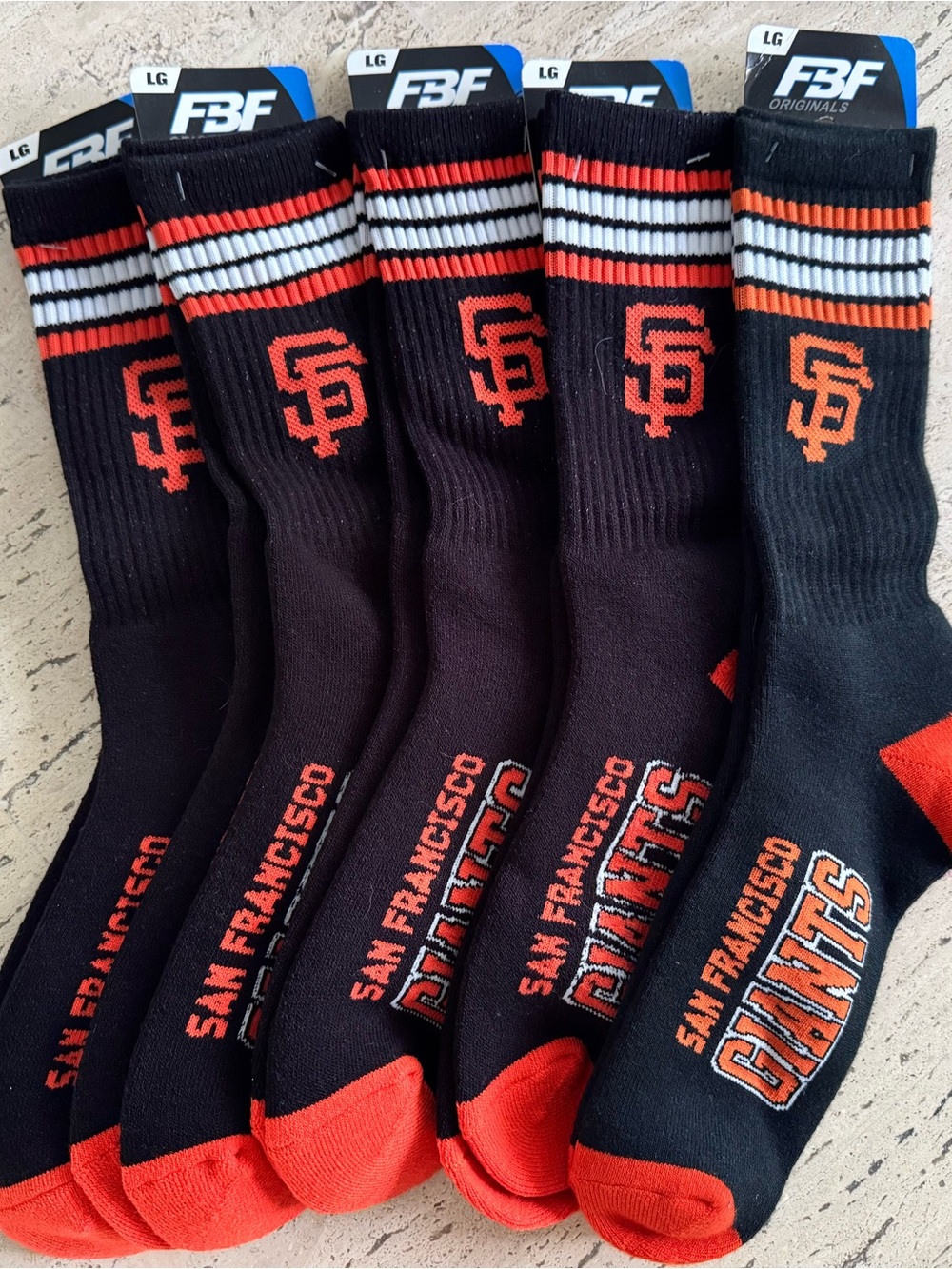 MLB San Francisco Giandt Crew Socks - 5 pack - large
